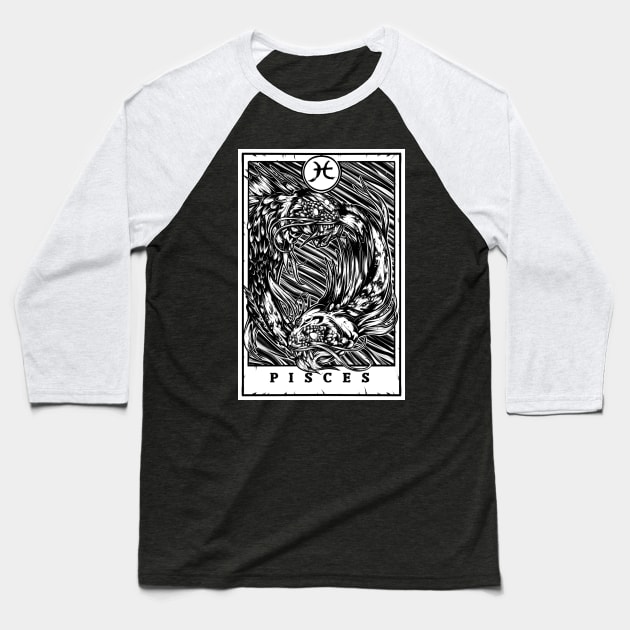 Pisces Zodiac Tarot Baseball T-Shirt by Scottconnick